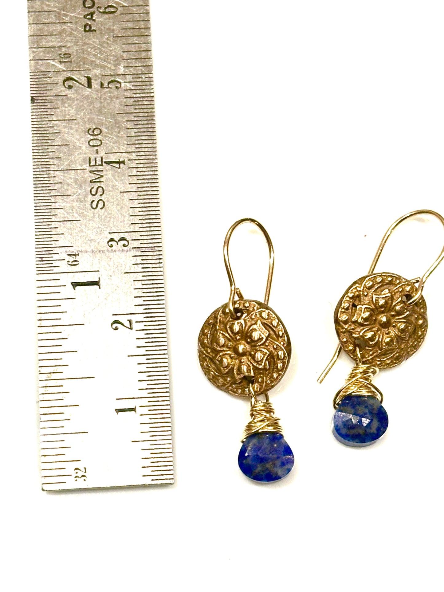 Lapis Button Earrings
