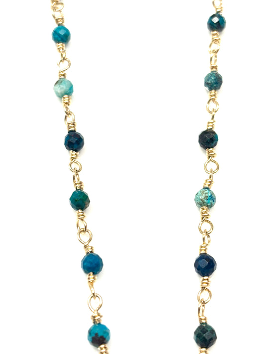 Chryscolla Gold-Filled Necklace w/Bronze Rose Leaf