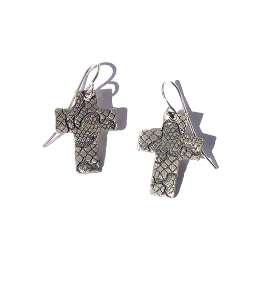 Cross Earrings - Silver