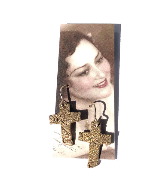 Cross Earrings - Bronze