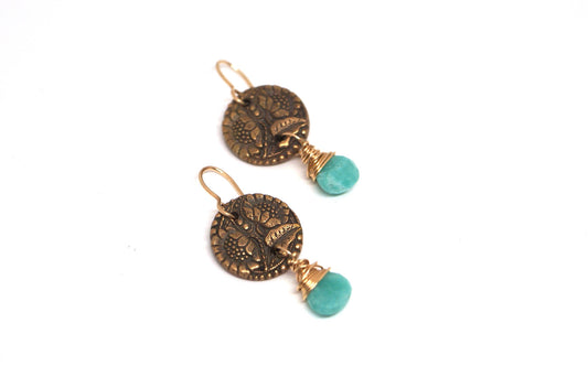 Amazonite and Sunflower earrings
