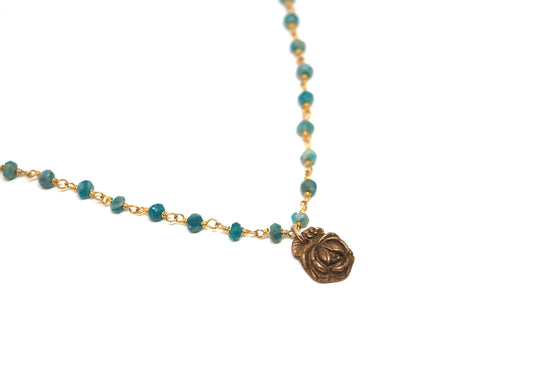 Amazonite Chain with Bronze Rose