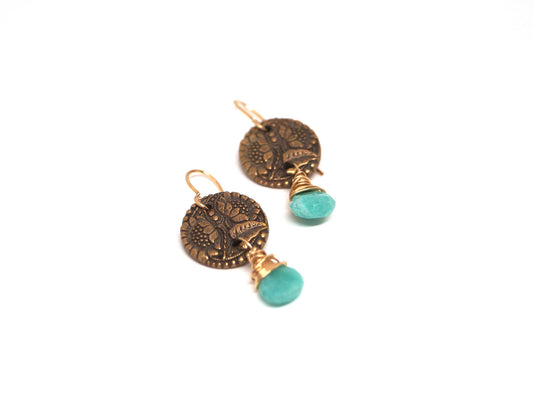 Amazonite and Sunflower earrings