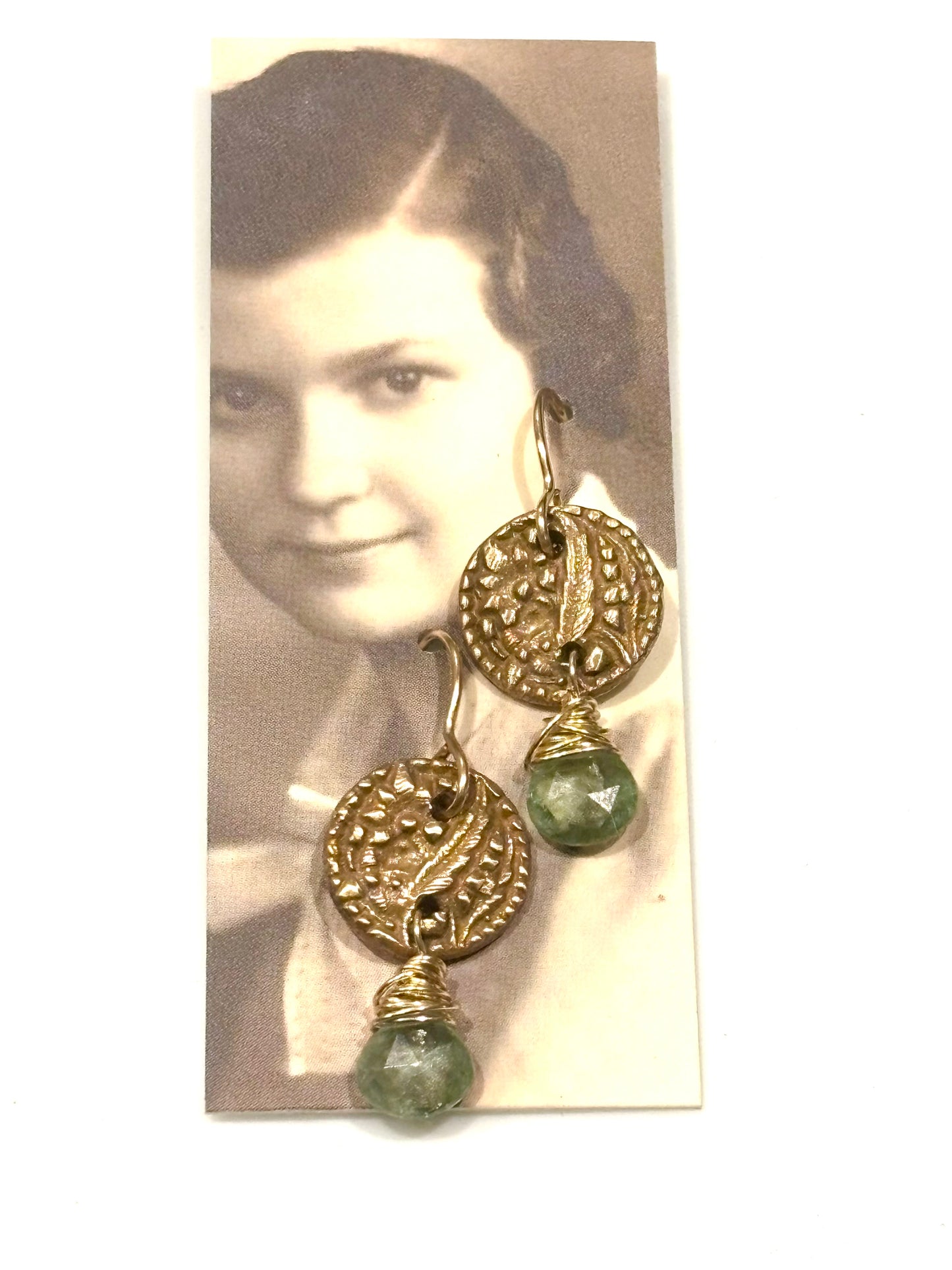 Green Kyanite Button Earrings