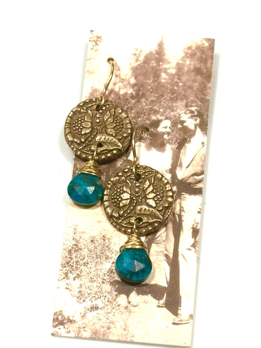 Chryscolla Sunflower Button Earrings