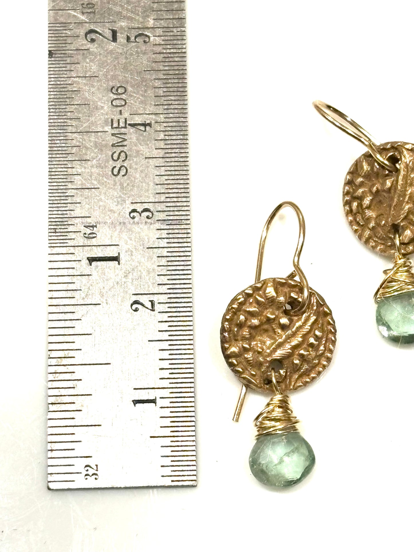 Green Kyanite Button Earrings