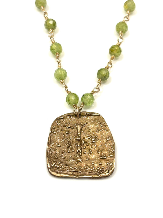 Peridot Gold-Filled Necklace w/Mayan Tree of Life