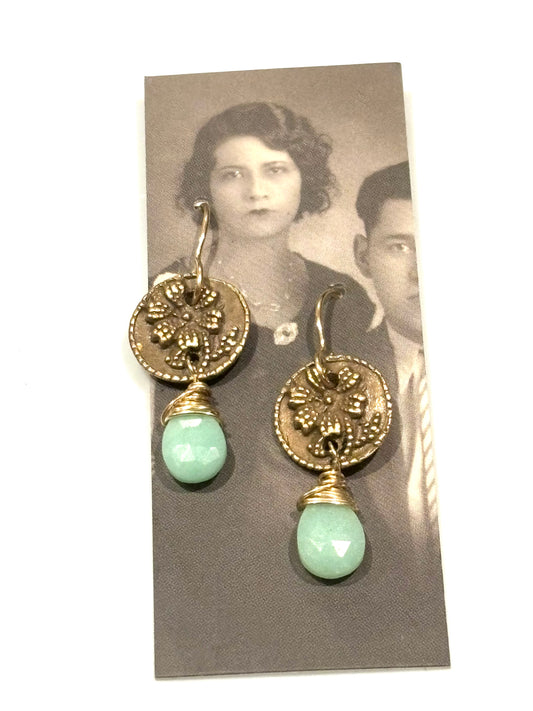 Chrysoprase Button Earrings