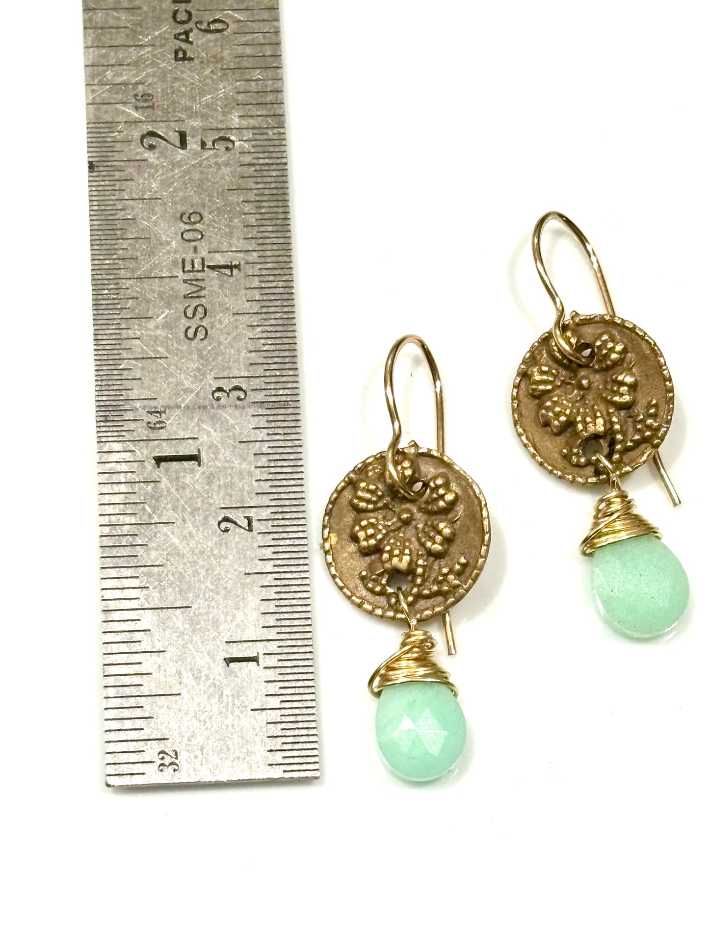 Chrysoprase Button Earrings