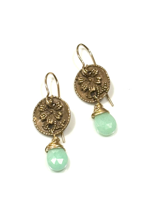 Chrysoprase Button Earrings