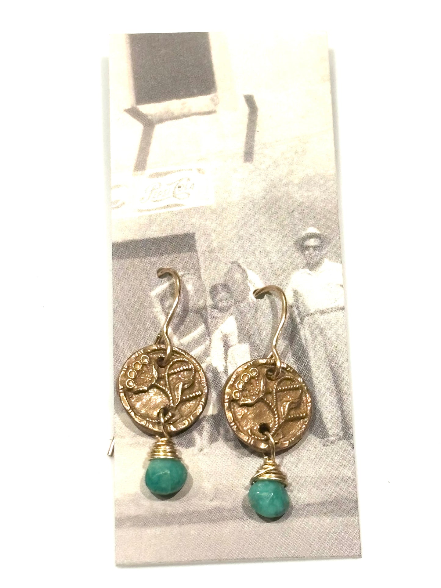 Tiny Turquoise Button Earrings