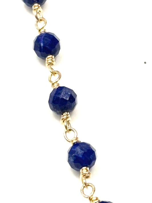 Lapis Lazuli Gold-Filled Necklace w/Vintage Button