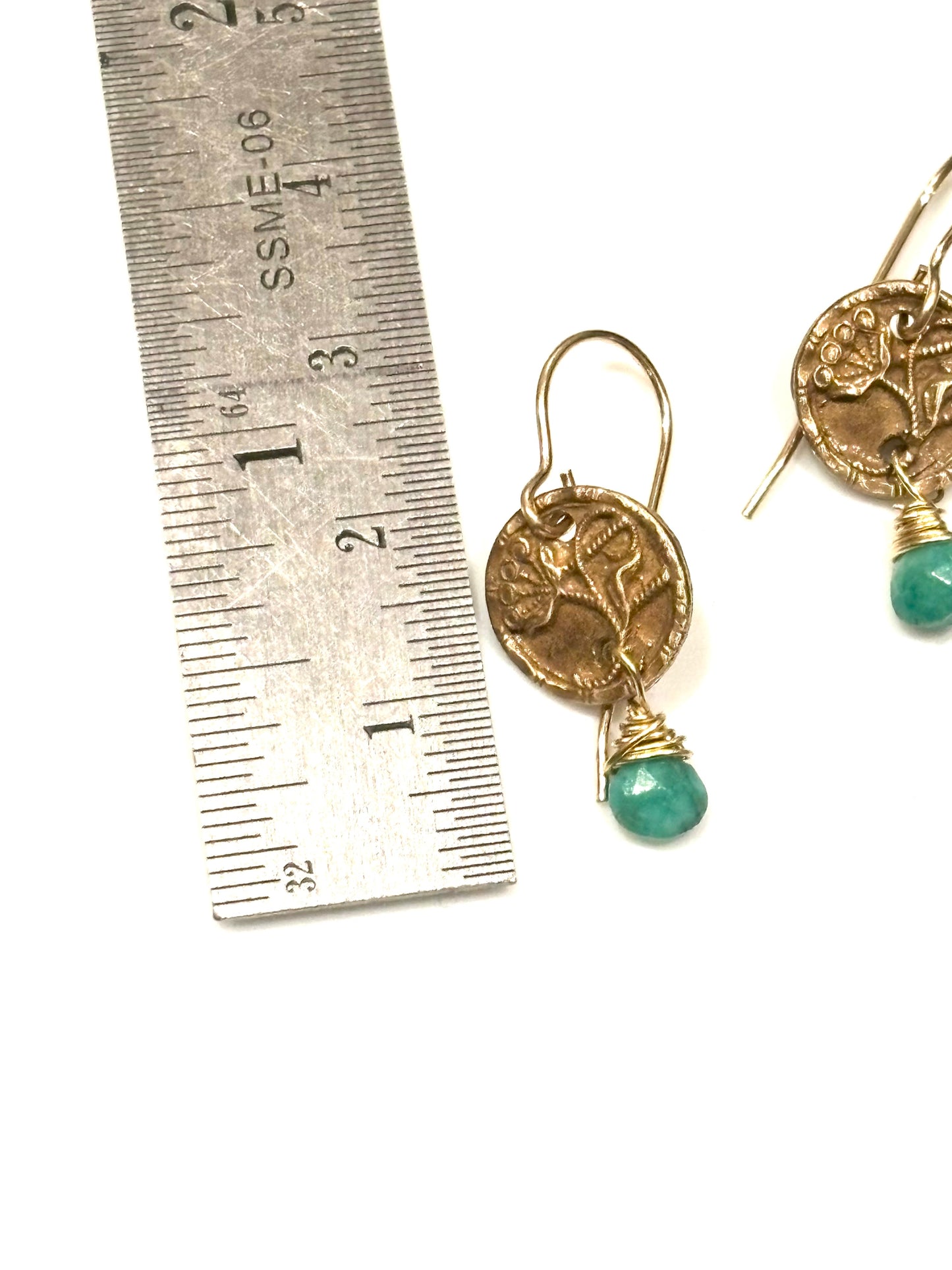 Tiny Turquoise Button Earrings