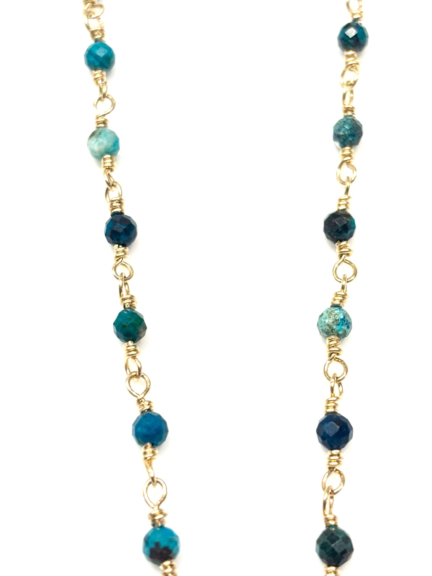 Chryscolla Gold-Filled Necklace w/Bronze Rose Leaf