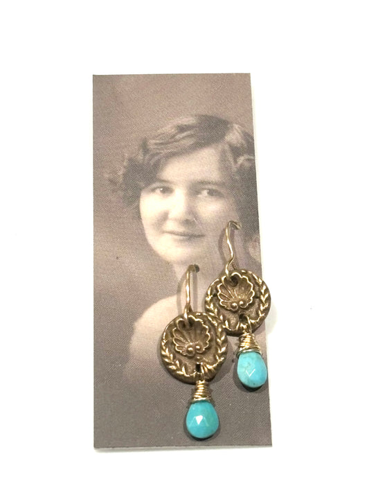 Turquoise Button Earrings