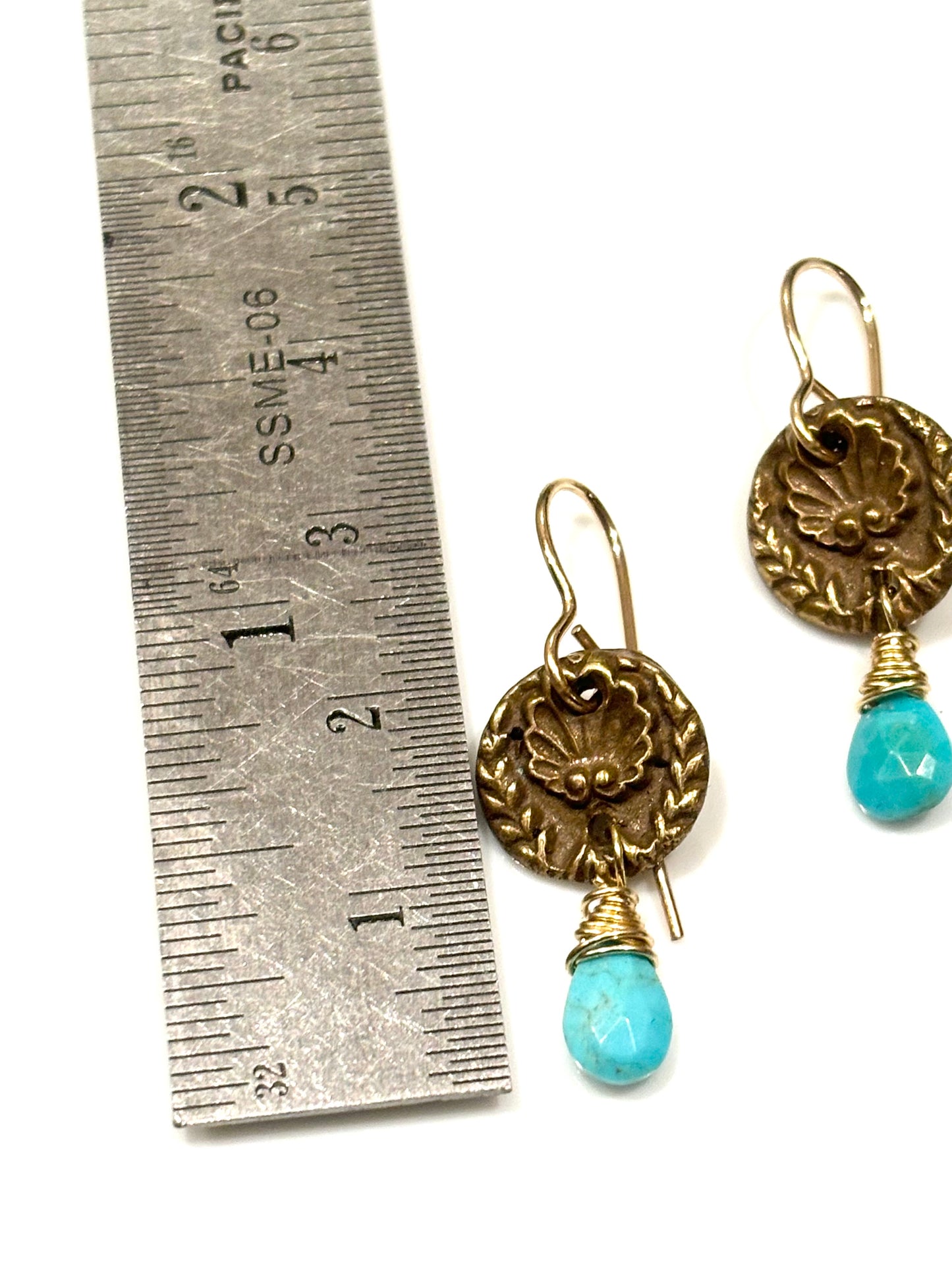 Turquoise Button Earrings