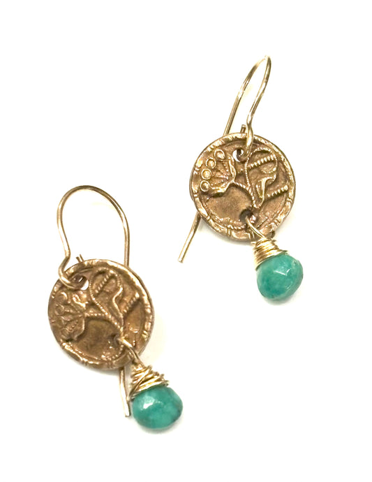 Tiny Turquoise Button Earrings