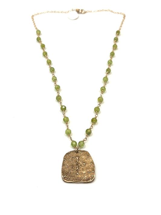 Peridot Gold-Filled Necklace w/Mayan Tree of Life