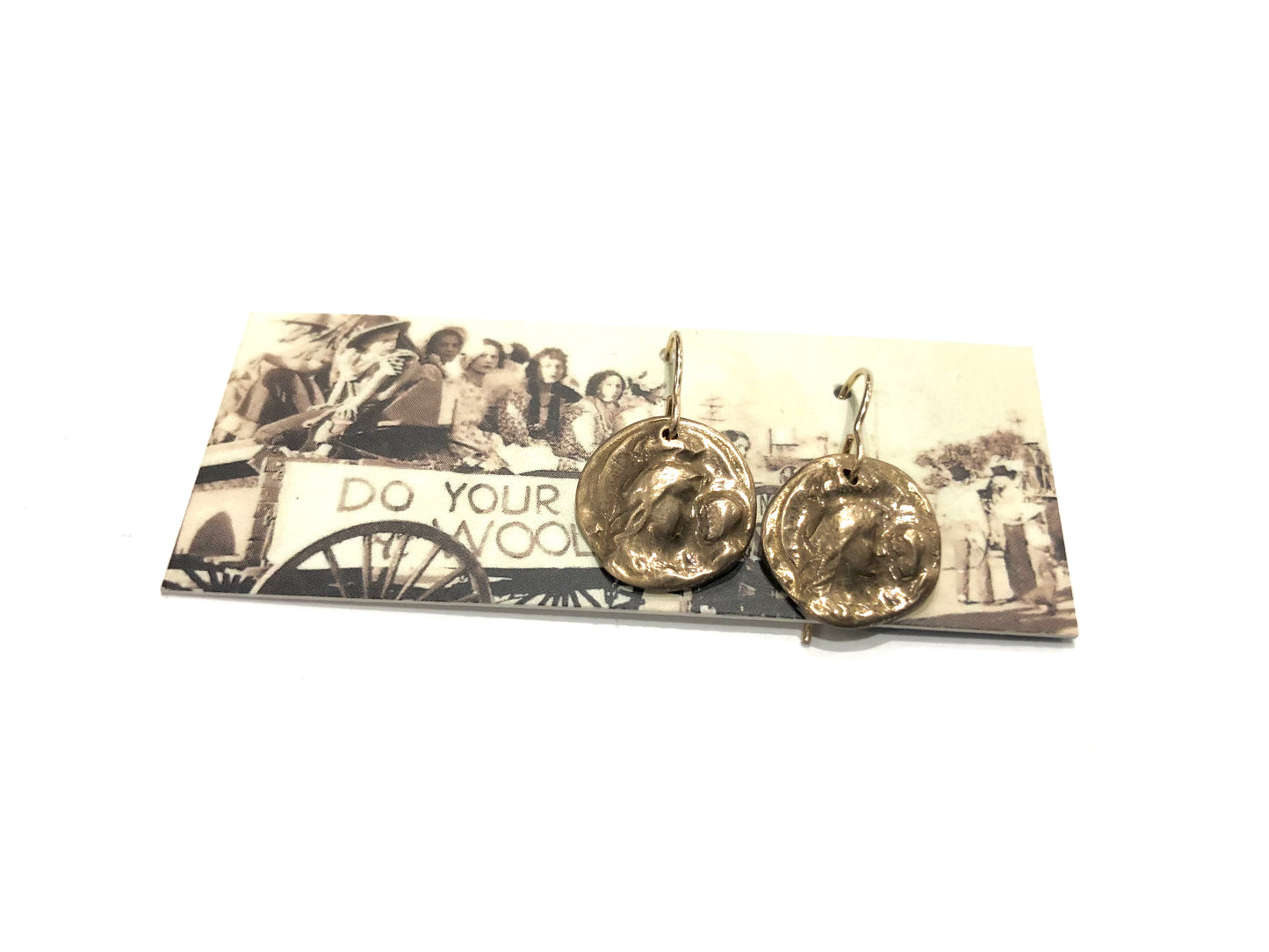 Madonna and Child Earrings in Bronze