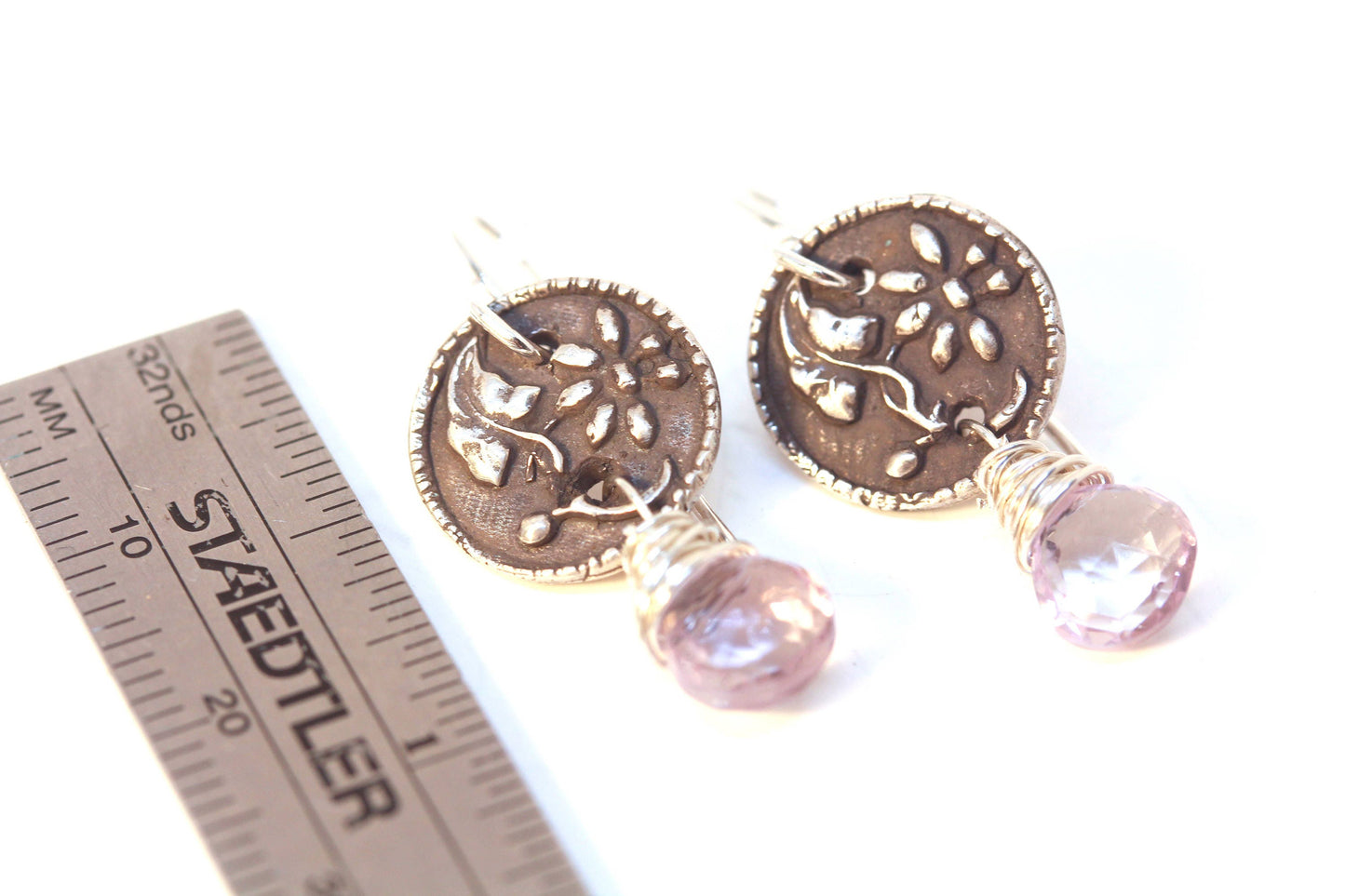 Silver and pale Amethyst Earrings