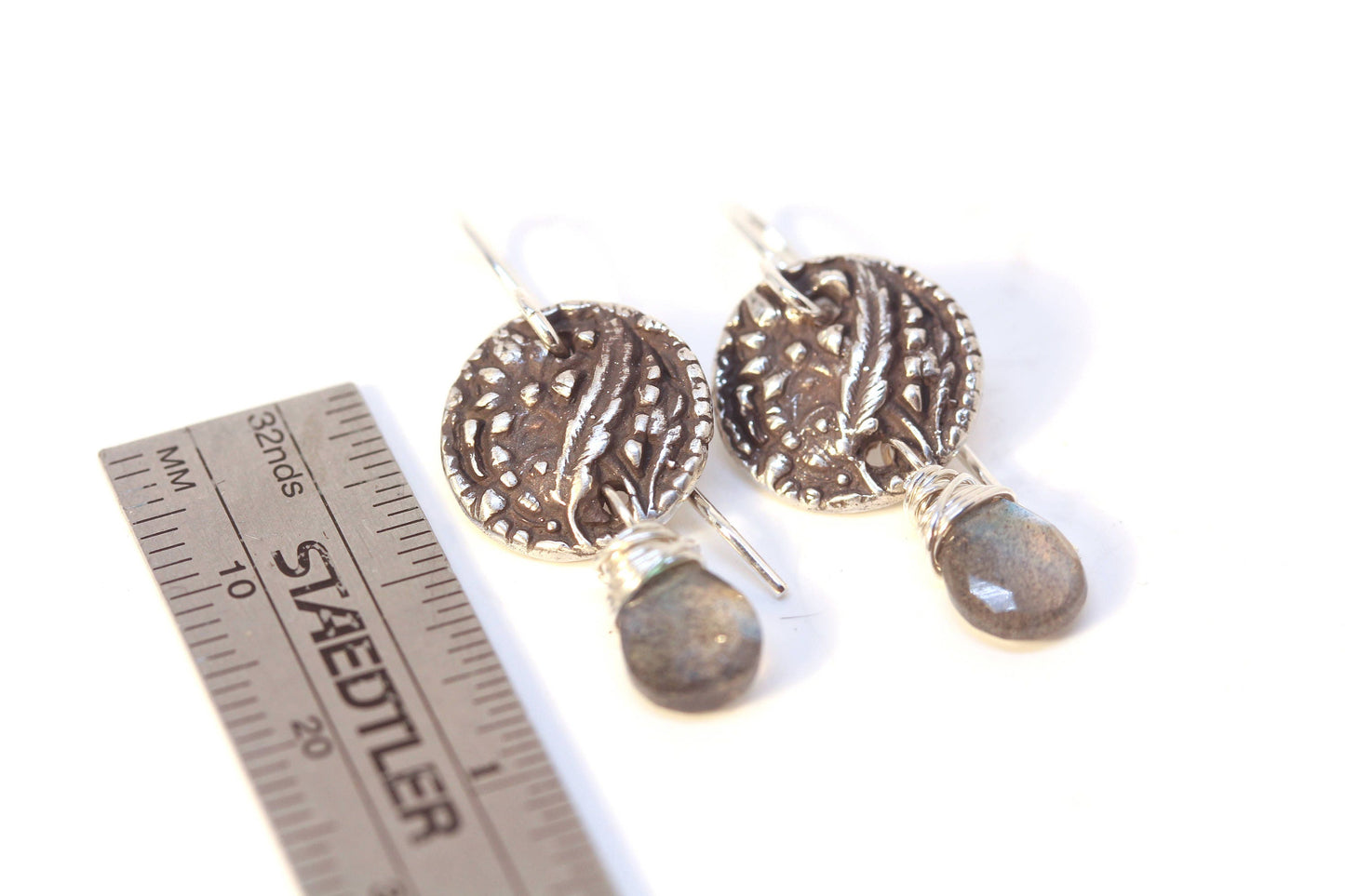 Silver Buttons with Labradorite