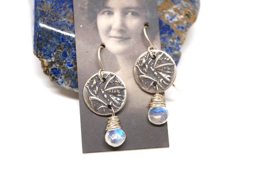 Moonstone and Silver Butterfly Earrings