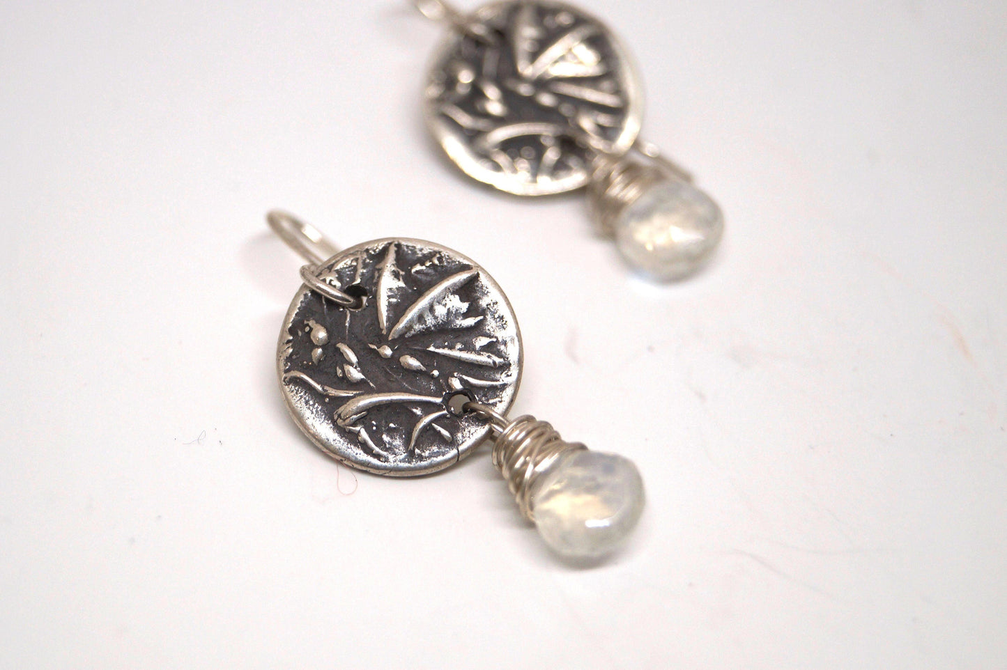 Moonstone and Silver Butterfly Earrings