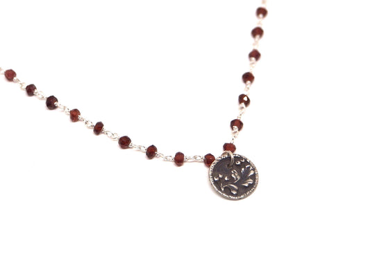 Garnet Chain with Silver Button