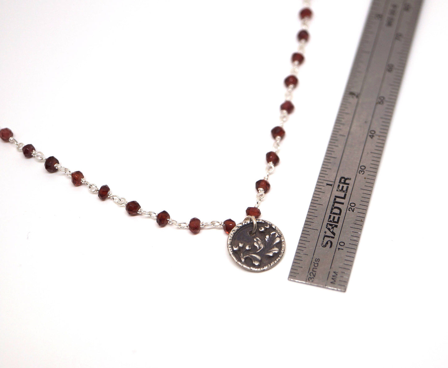 Garnet Chain with Silver Button