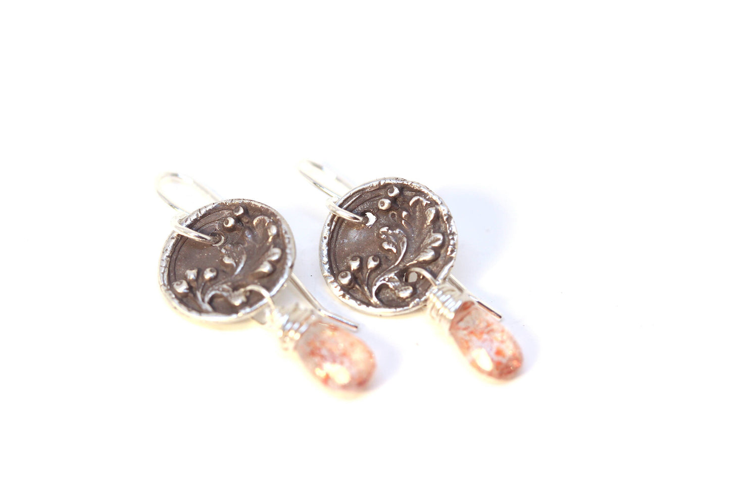 Silver and Sunstone Earrings