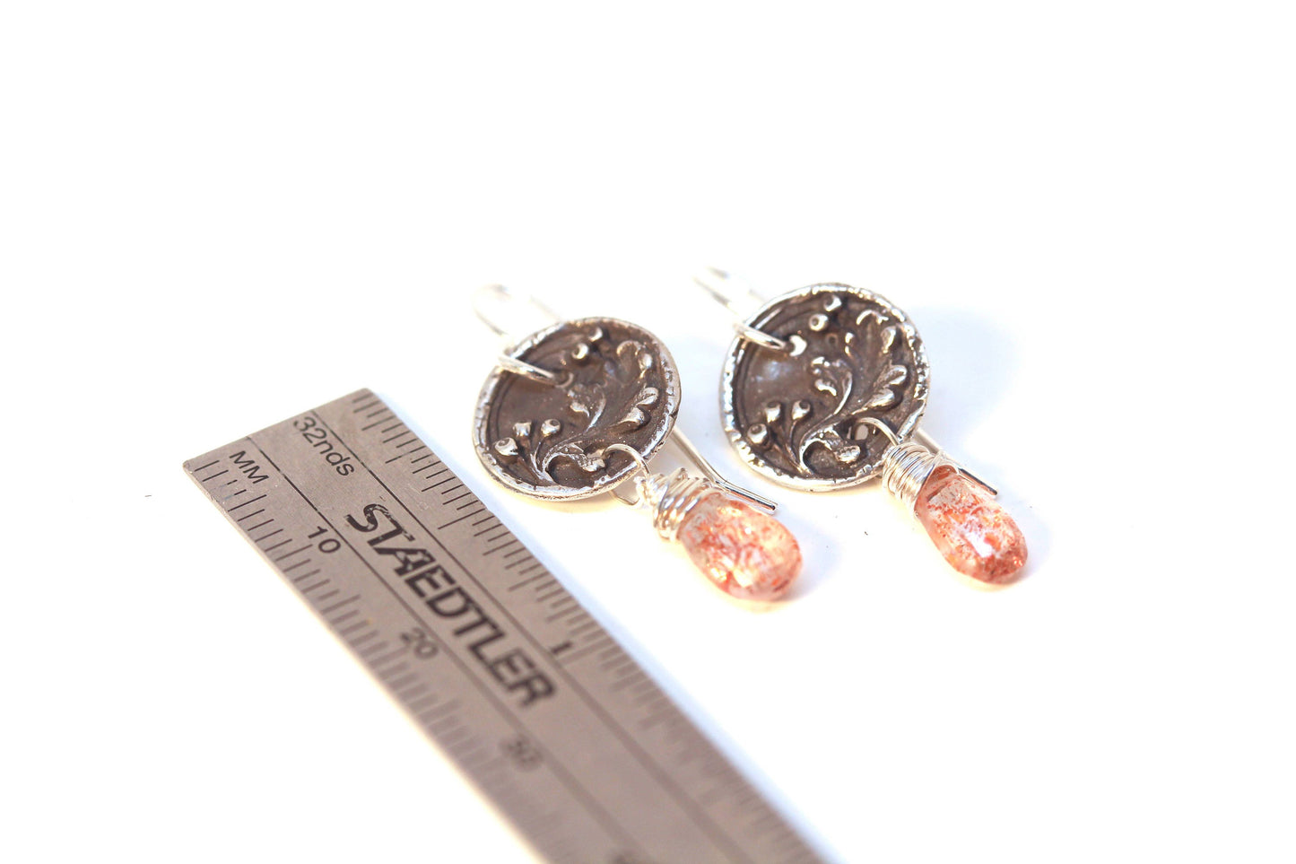 Silver and Sunstone Earrings