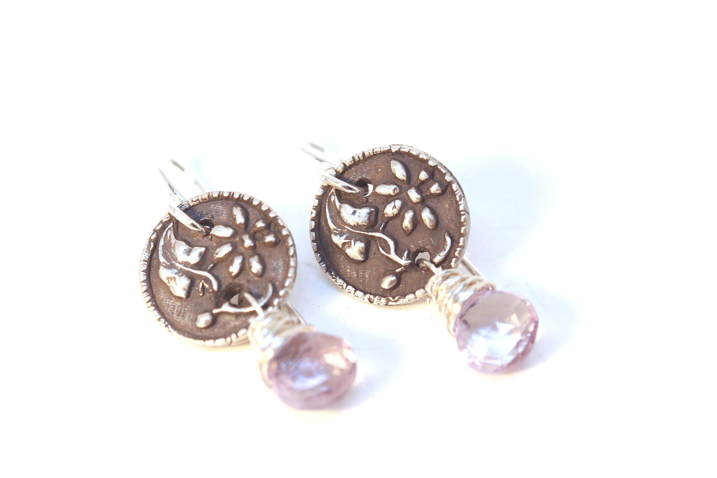 Silver and pale Amethyst Earrings