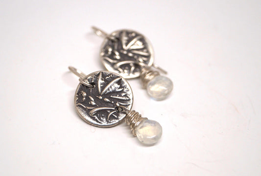 Moonstone and Silver Butterfly Earrings