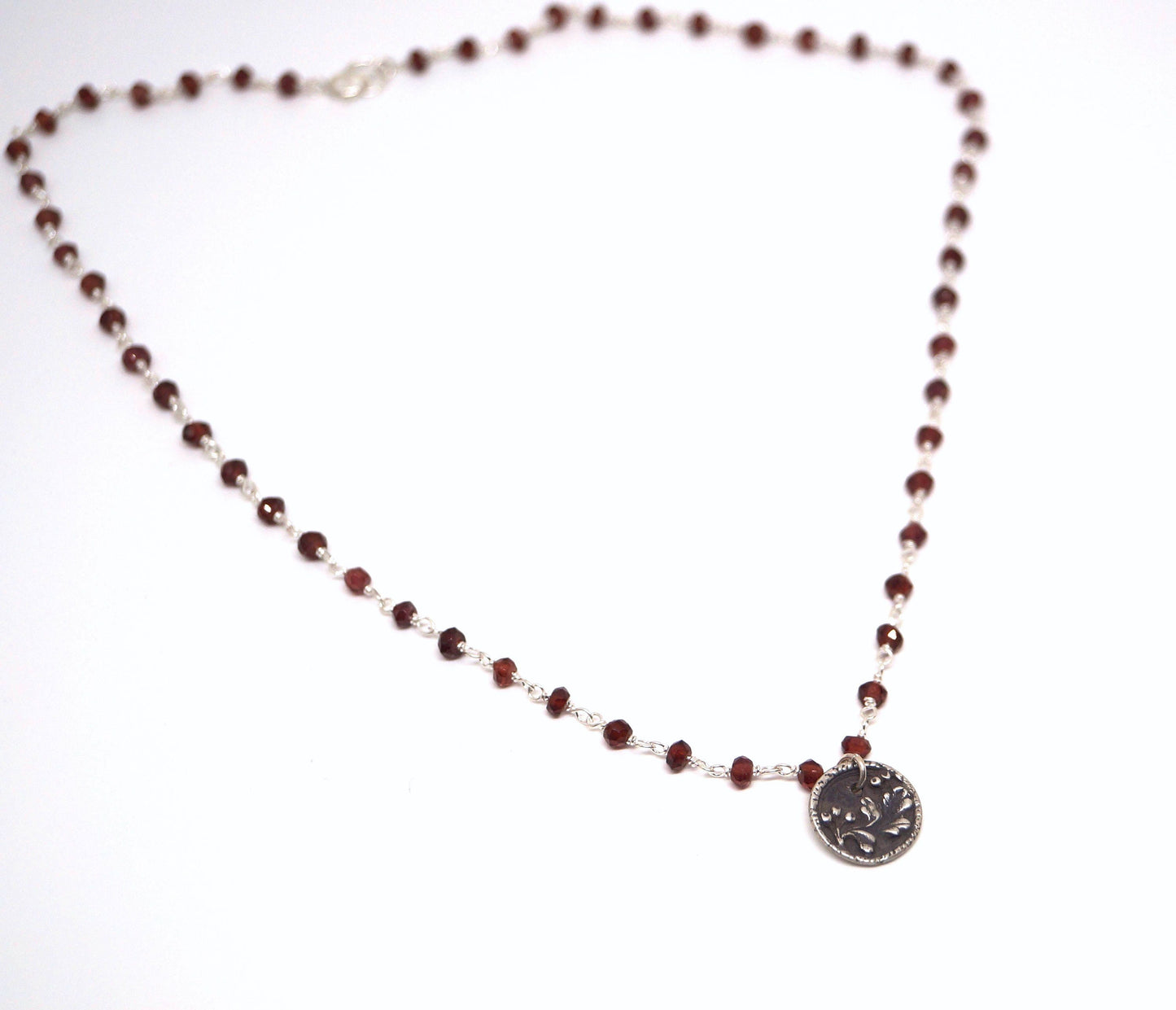 Garnet Chain with Silver Button