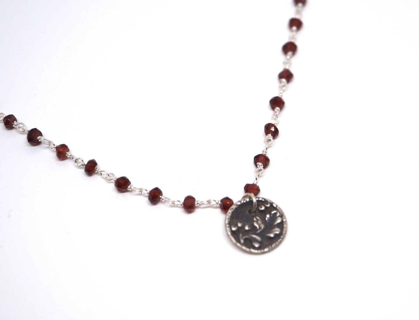 Garnet Chain with Silver Button